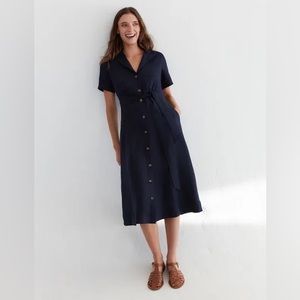 Boden Linen Shirt Dress Navy